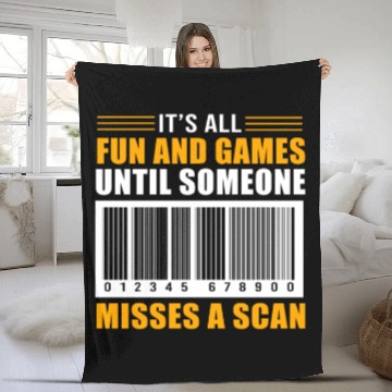 Discover Its All Fun And Games Barcode Funny Postal Worker Fleece Blankets