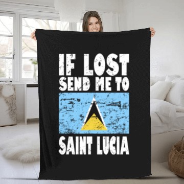 Discover Saint Lucia Flag Saying Fleece Blankets