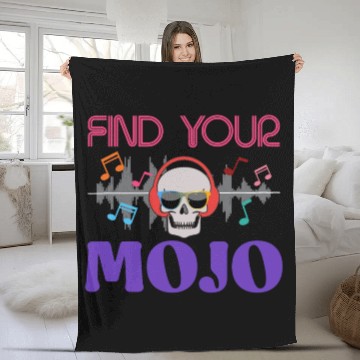 Discover Find Your Mojo Colorful Violet Pink Retro Font Fleece Blankets