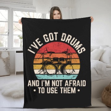 Discover I've Got Drums Funny Drummer Percussion Drummer Ba Fleece Blankets