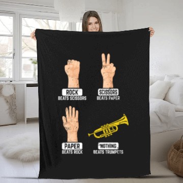 Discover Rock Paper Scissors Nothing Beats Trumpets Trumpet Fleece Blankets