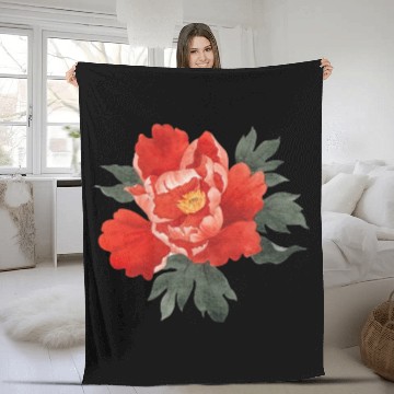 Discover red peony Fleece Blankets