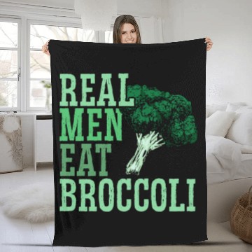 Discover Real Men Eat Broccoli Broccoholic Vegetable Vegan Fleece Blankets