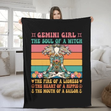 Discover Gemini Girl Astrology Sign Fleece Blankets