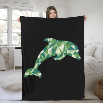 Discover the dolphin green Fleece Blankets