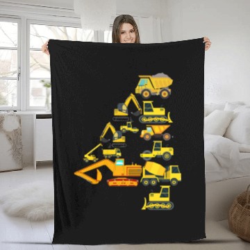 Discover 4th Birthday Construction Trucks For 4 Year Old Fleece Blankets