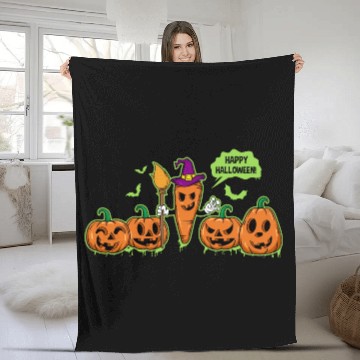 Discover Happy Halloween Carrot Pumpkin Trick Or Treat Fleece Blankets