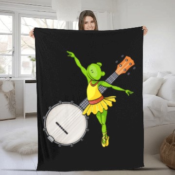 Discover Ballet Dancing Frog Banjo Bluegrass Music Fleece Blankets