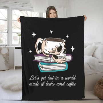 Discover Book pages and coffee Fleece Blankets