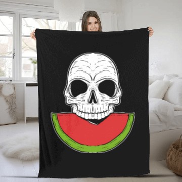 Discover Watermelon Skull Fruitarianism Gift Fleece Blankets