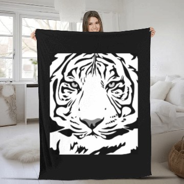 Discover White Tiger Face Tattoo Fleece Blankets