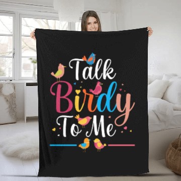 Discover Talk Birdy To Me Bird Lover Birdwatching Fleece Blankets