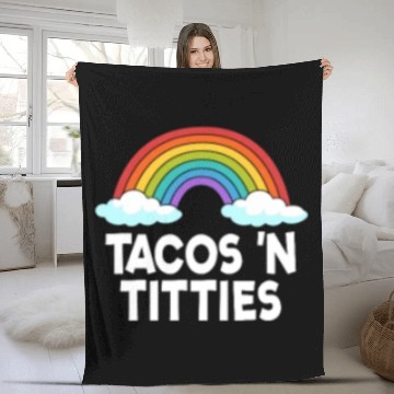 Discover Tacos N Titties Rainbow Lesbian Funny LGBT Fleece Blankets