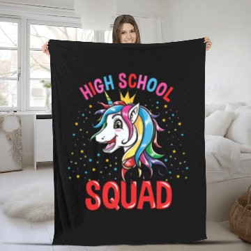 Discover High School Squad Unicorn Girls Back To School Fleece Blankets