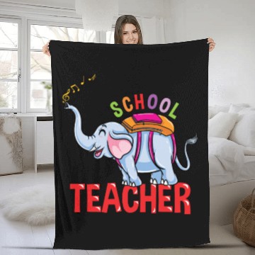 Discover Back To School Elephant School Teacher Fleece Blankets