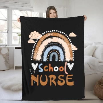 Discover Cute Rainbow Leopard Print School Nurse Fleece Blankets