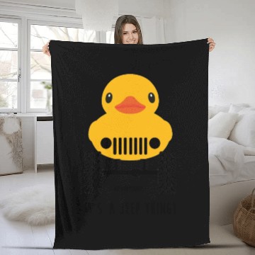 Discover Jeep Cute Rubber duck on Offroad wheels duckduck Fleece Blankets