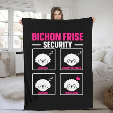 Discover Bichon Frise Security Dog Lover Puppy Paw Love Fleece Blankets