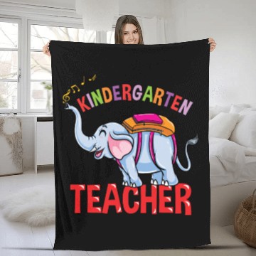 Discover Back To School Elephant Kindergarten Teacher Fleece Blankets