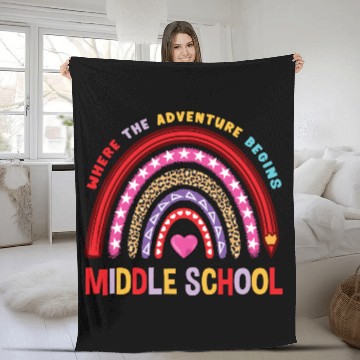 Discover Middle School Where The Adventure Begins Fleece Blankets