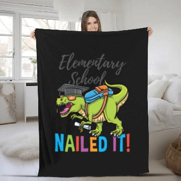 Discover Elementary School Nailed It Dinosaur Graduation Fleece Blankets