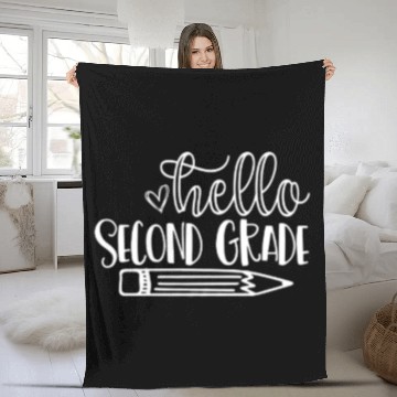 Discover Back to School Hello Second Grade Student Teacher Fleece Blankets