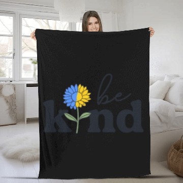 Discover Be Kind Yellow Blue Sunflower World Down Syndrome Fleece Blankets