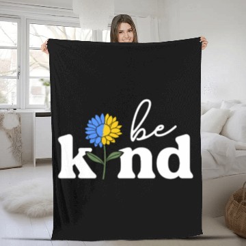 Discover Be Kind Yellow Blue Sunflower World Down Syndrome Fleece Blankets