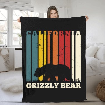 Discover California Bear Retro Fleece Blankets