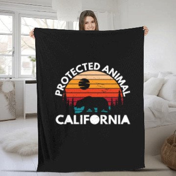 Discover California Bear Retro Fleece Blankets