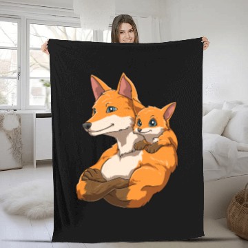Discover Strong Fox with Fox Child for a Fox lovers Fleece Blankets