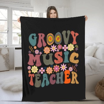 Discover Groovy music teacher colorful retro Back To School Fleece Blankets