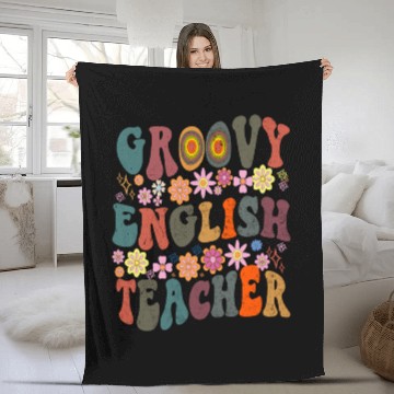 Discover Groovy English Teacher retro Back To School Fleece Blankets
