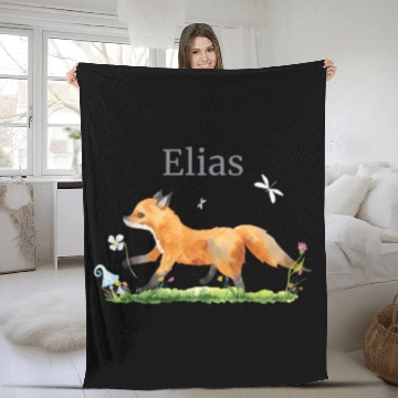 Discover Waldtier Reh Hase Hedgehog Flowers Name Elias Fleece Blankets