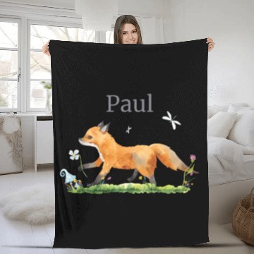 Discover Waldtier Reh Hase Hedgehog Flowers Name Paul Fleece Blankets