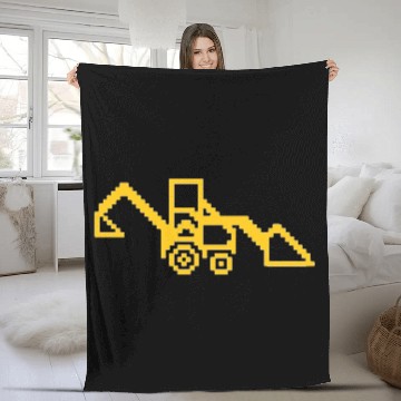 Discover 8 BitArt Construction Gold Backhoe Fleece Blankets