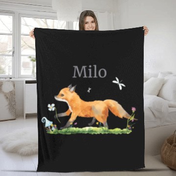 Discover Waldtier Reh Hase Hedgehog Flowers Name Milo Fleece Blankets