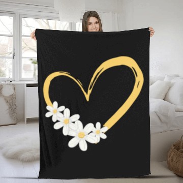 Discover Daisy Flower Heart Women Gardener Fleece Blankets