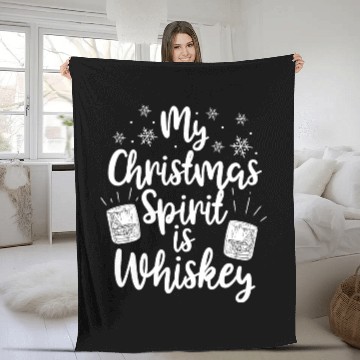 Discover My Christmas Spirit Is Whiskey Funny Holiday Gift Fleece Blankets