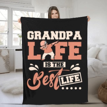 Discover Grandpa life is the best life Fleece Blankets
