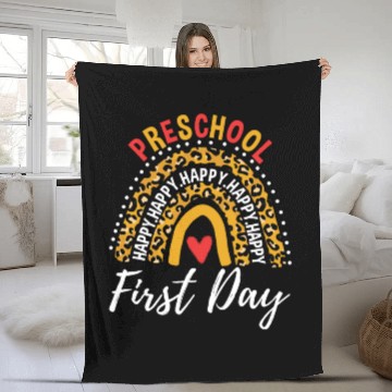 Discover Rainbow First Day Of School Preschool Teacher Fleece Blankets
