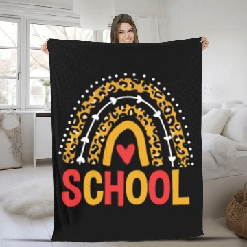 Discover Back To School Leopard School Rainbow Fleece Blankets