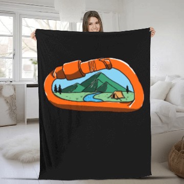 Discover Climb adventure art Fleece Blankets