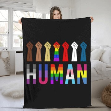 Discover Human Rights For All Resist Feminist LGBT Black Fleece Blankets