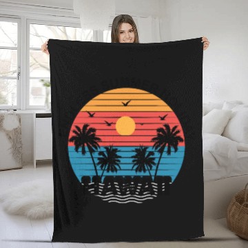 Discover Retro Vintage Sunset Surfing Style Hawaii Fleece Blankets