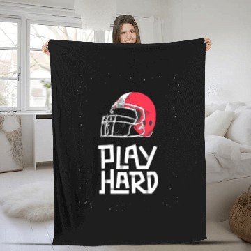 Discover play hard rugby american football Fleece Blankets