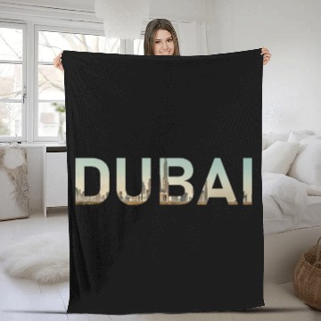 Discover Dubai Desert Skyline United Arab Emirates UAE Fleece Blankets