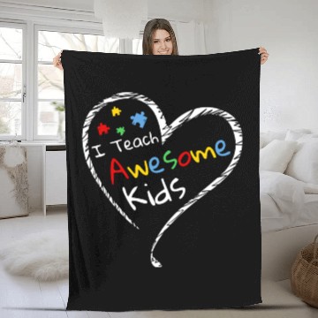 Discover I Teach Awesome Kids Autism Special Ed Teacher Fleece Blankets
