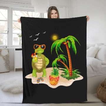 Discover Summer Turtle With Pineapple Fleece Blankets