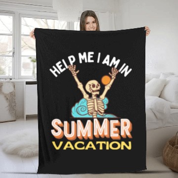 Discover help me i am in summer vacation funny skeleton Fleece Blankets